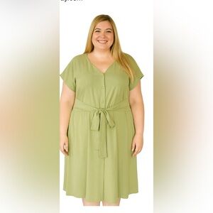 NWT 41 Hawthorne Green Button-Down Dress with front waist tie size 2X 🌸BG 09